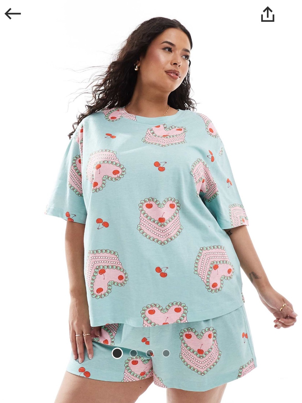 ASOS DESIGN Curve cake oversized tee & shorts pajama set in blue